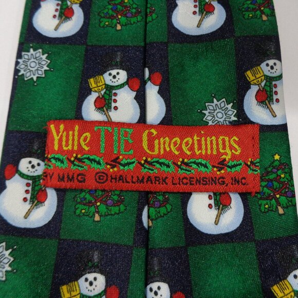 Yule TIE Greetings Men Snowman Christmas Tree Candy Cane Snow Flake Holiday Tie - Picture 5 of 7